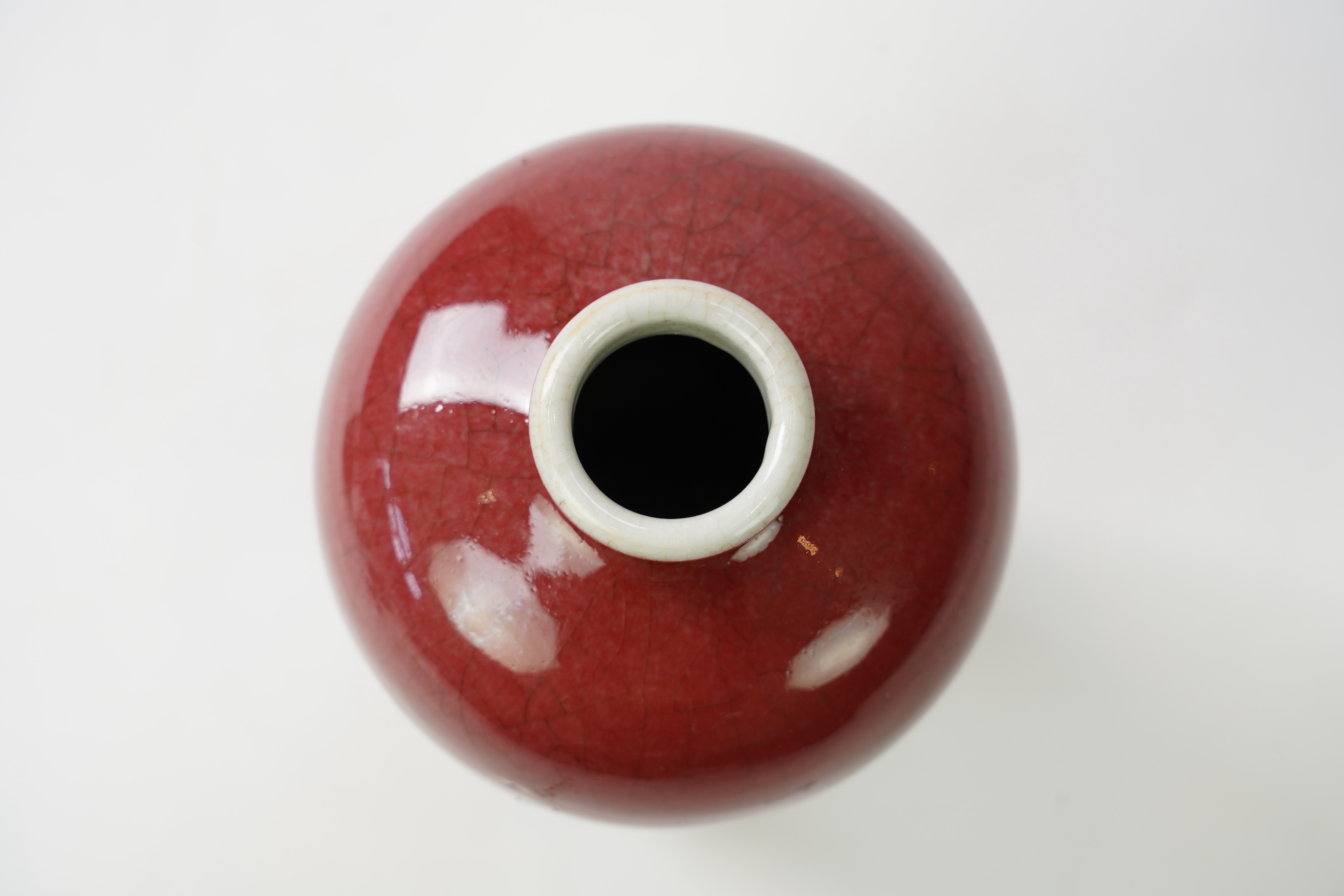 A Chinese Sang de boeuf glazed meiping, 20cm